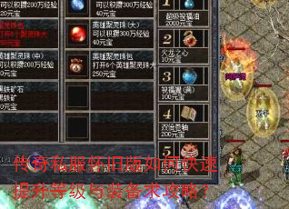 传奇私服怀旧版如何快速提升等级与装备求攻略? 传奇私服怀旧版如何快速提升等级与装备求攻略?
